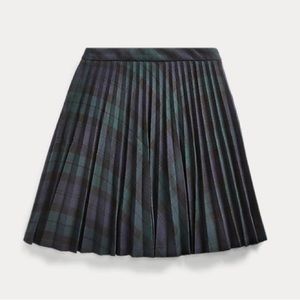 Ralph Lauren Tartan Pleated Twill Skirt girls 10 black green uniform